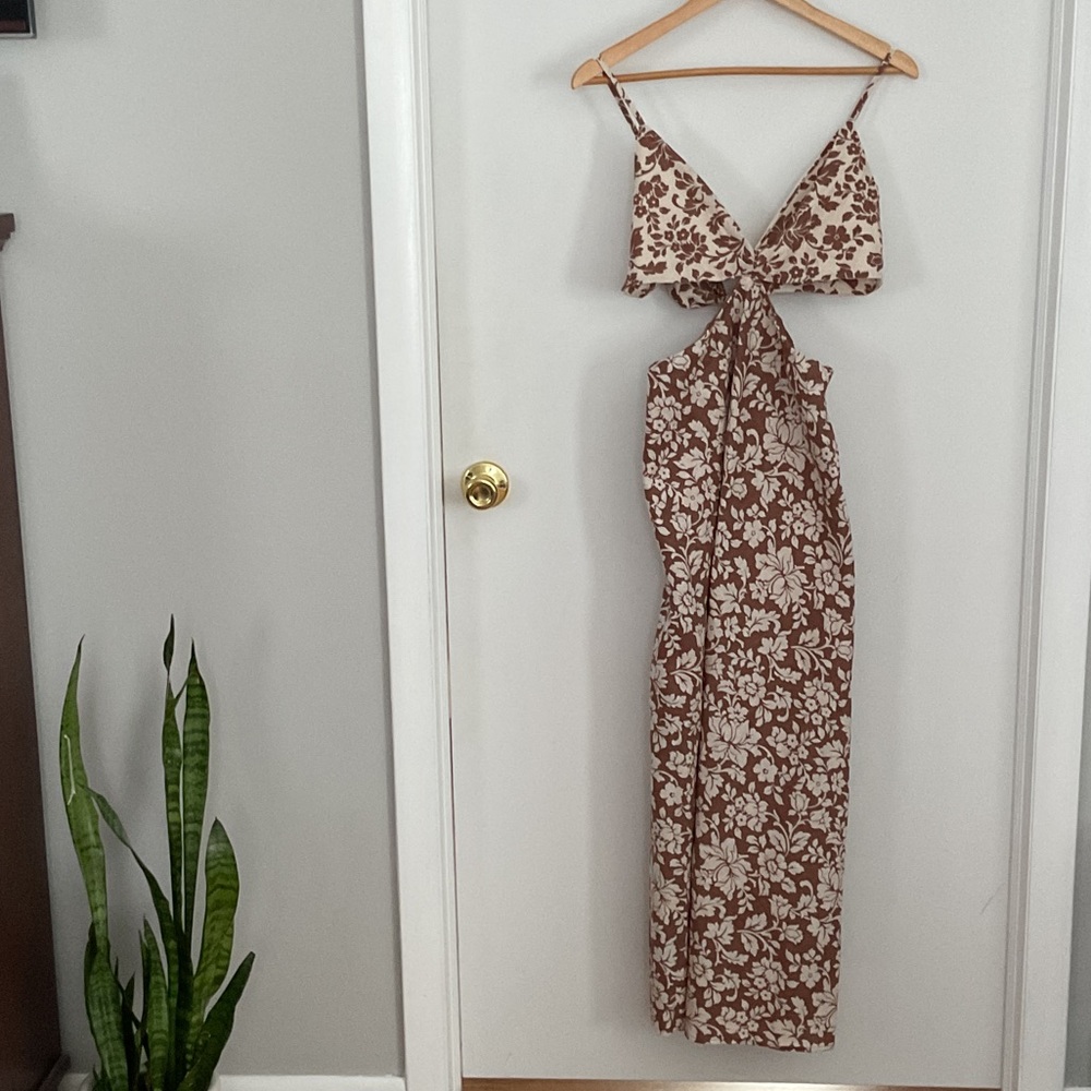 Abercrombie & Fitch Brown and Cream Backless Dress
